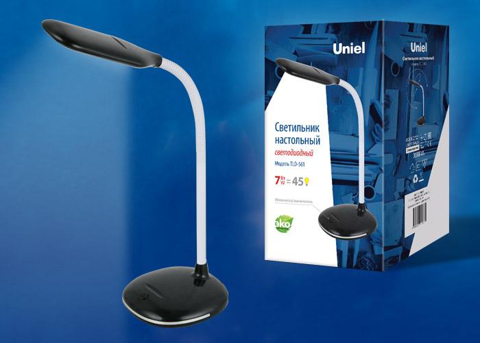 TLD-561 Black/LED/450Lm/4500K Светильник настольный, 7W. Механический выключатель. Черный. ТМ Uniel TLD-561 Black/LED/450Lm/4500K Светильник настольный, 7W. Механический выключатель. Черный. ТМ Uniel