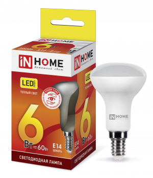 Лампа светодиодная LED-R50-VC 6Вт 230В Е14 3000К 530Лм IN HOME Лампа светодиодная LED-R50-VC 6Вт 230В Е14 3000К 530Лм IN HOME